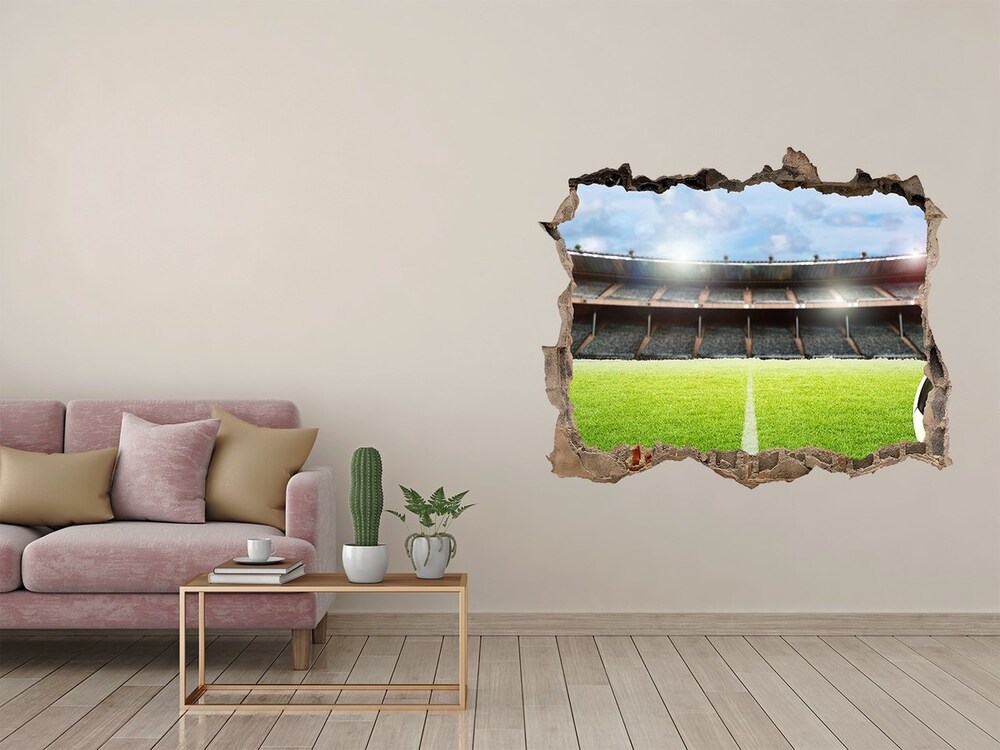 Fototapeta dziura na ścianę 3d Piłka na murawie