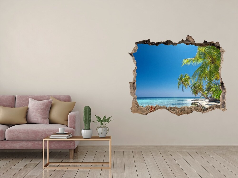 Dziura 3d w ścianie na ścianę Malediwy plaża