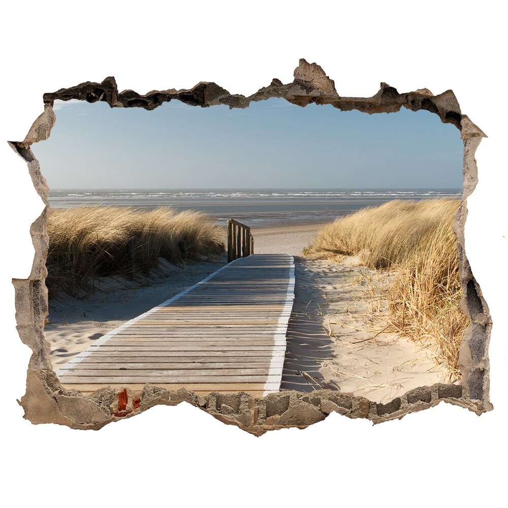 Dziura 3d w ścianie naklejka Ścieżka na plaży