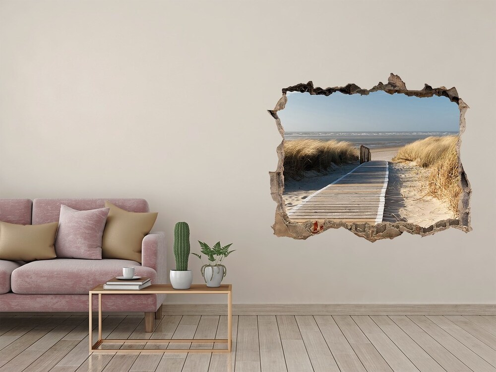 Dziura 3d w ścianie naklejka Ścieżka na plaży