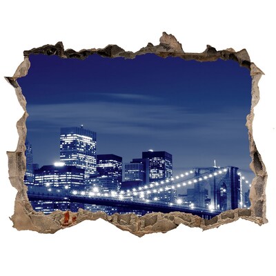 Fototapeta dziura na ścianę 3d Nowy Jork nocą