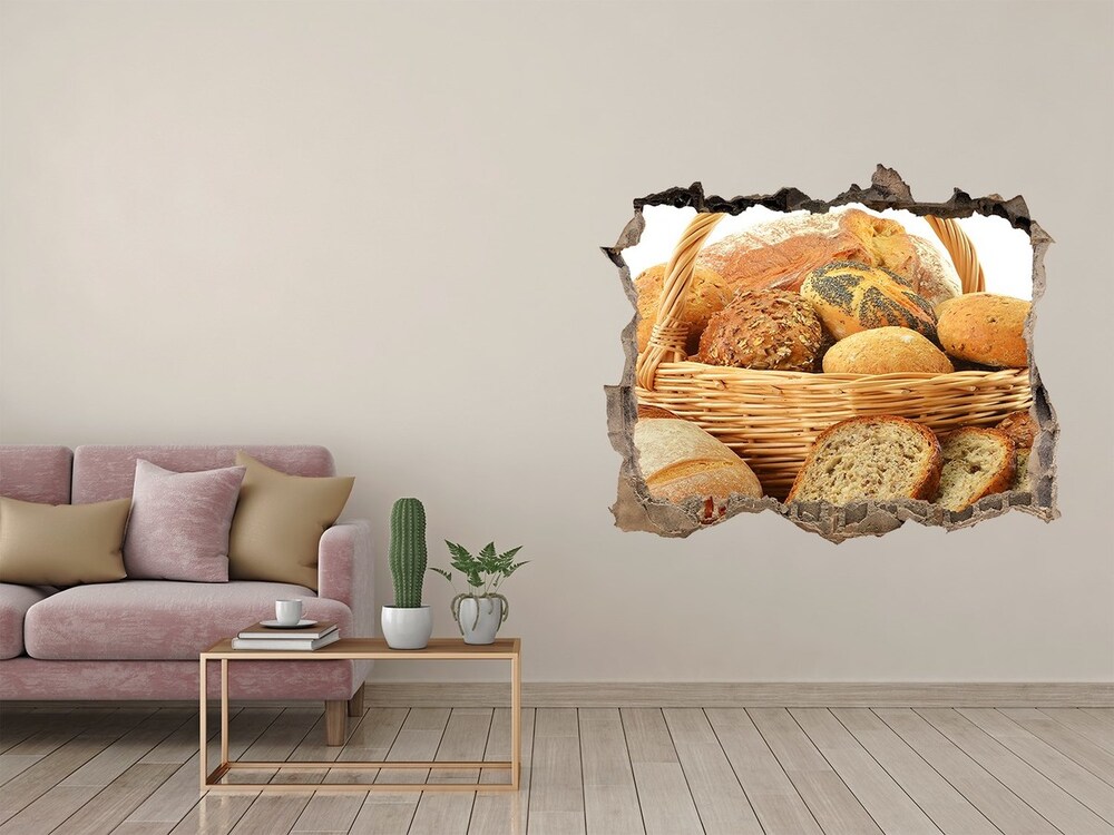 Naklejka 3D dziura na ścianę Pieczywo w koszu