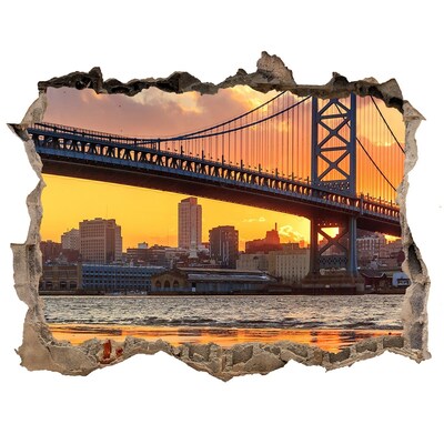 Fototapeta dziura na ścianę 3d Most Filadelfia