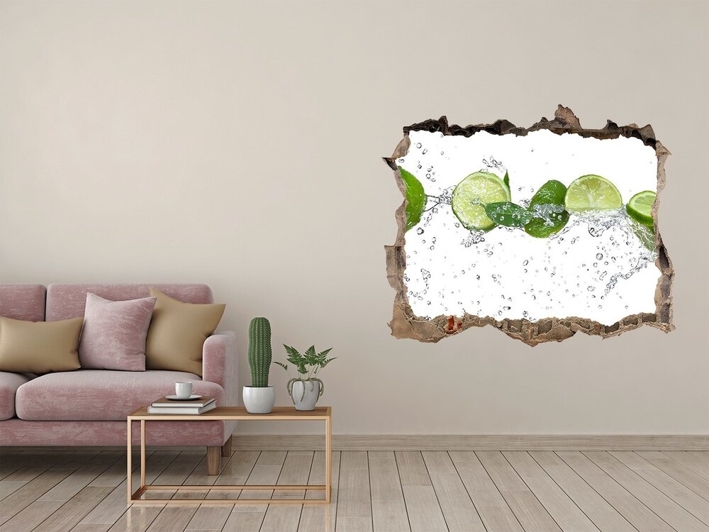 Naklejka 3D dziura okleina Limonka i woda