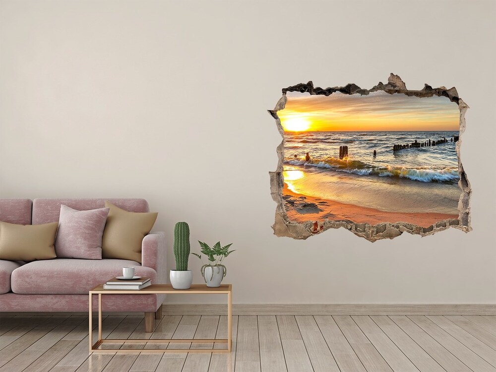 naklejka fototapeta 3D Zachód słońca plaża