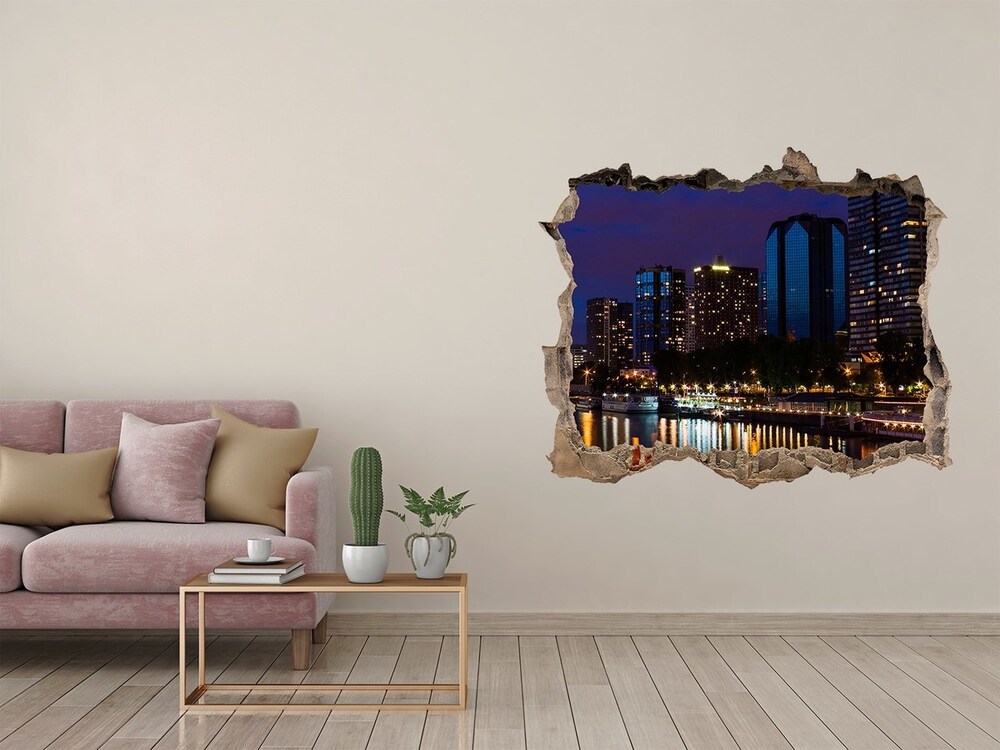 Fototapeta dziura na ścianę 3d Paryż nocą