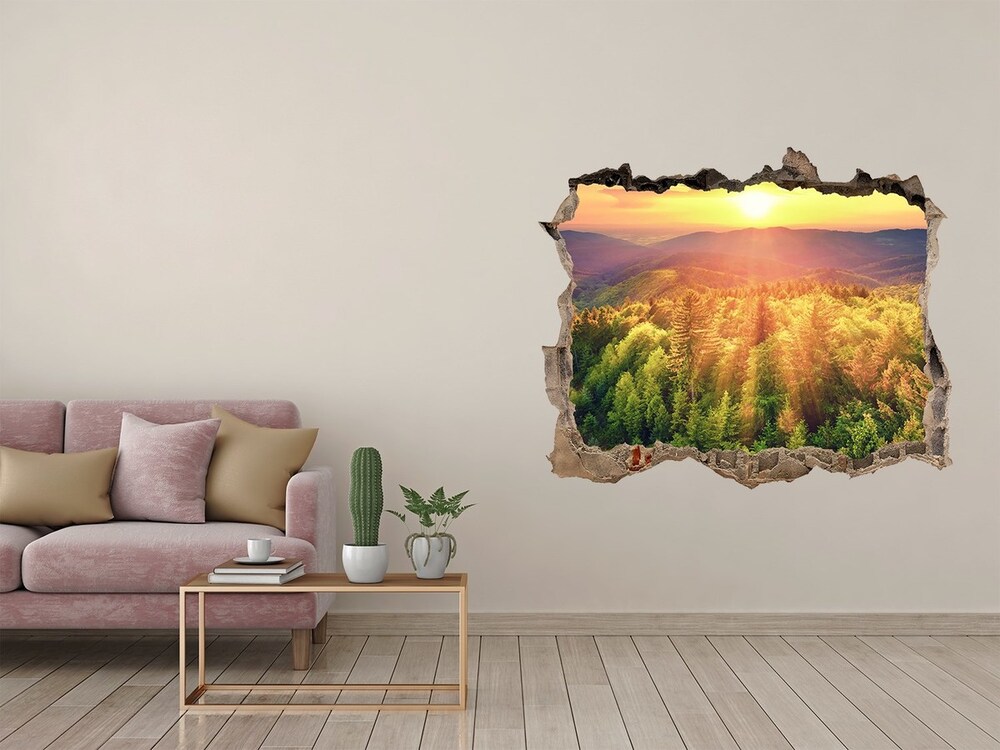naklejka fototapeta 3D Las zachód słońca