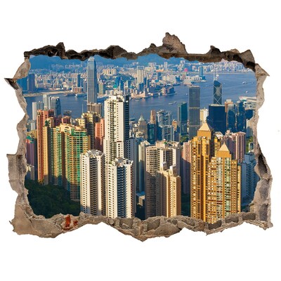 Fototapeta dziura na ścianę 3d Hongkong panorama