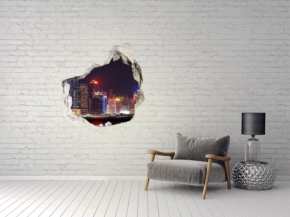 Fototapeta dziura na ścianę Hongkong nocą