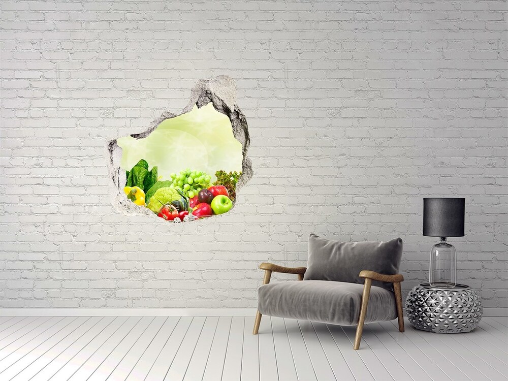 Naklejka 3D dziura na ścianę Warzywa