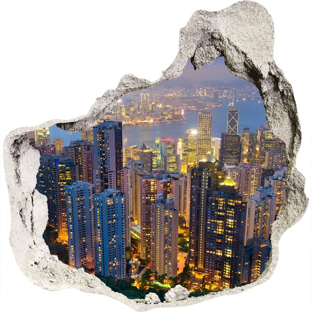 Fototapeta dziura na ścianę Hongkong nocą
