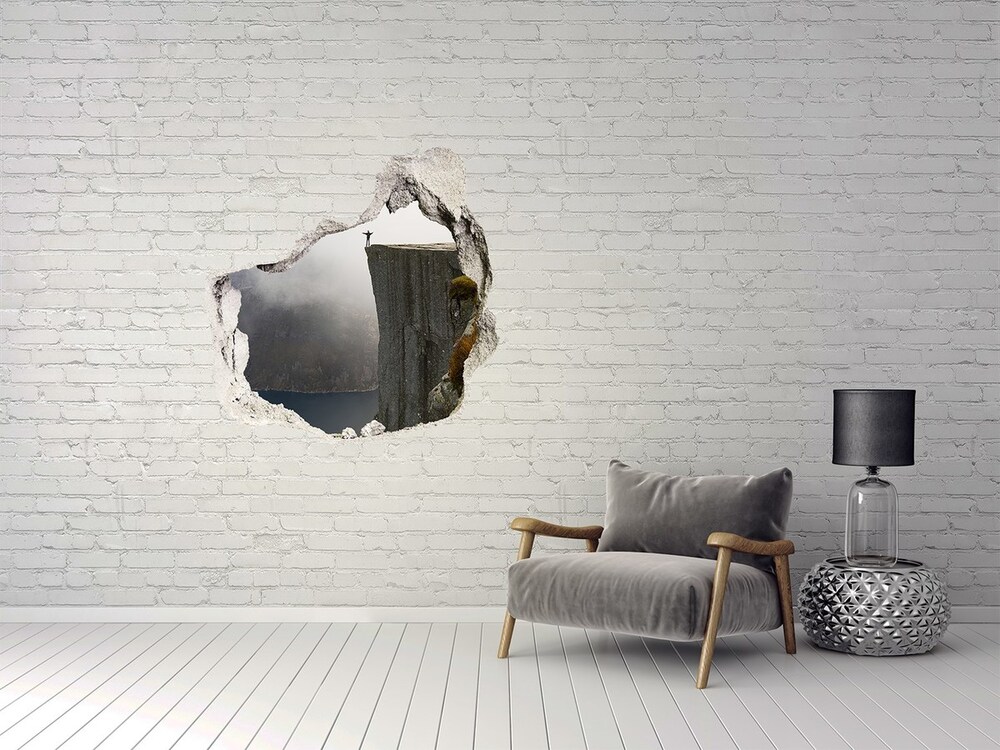Dziura 3d w ścianie naklejka Norweski klif