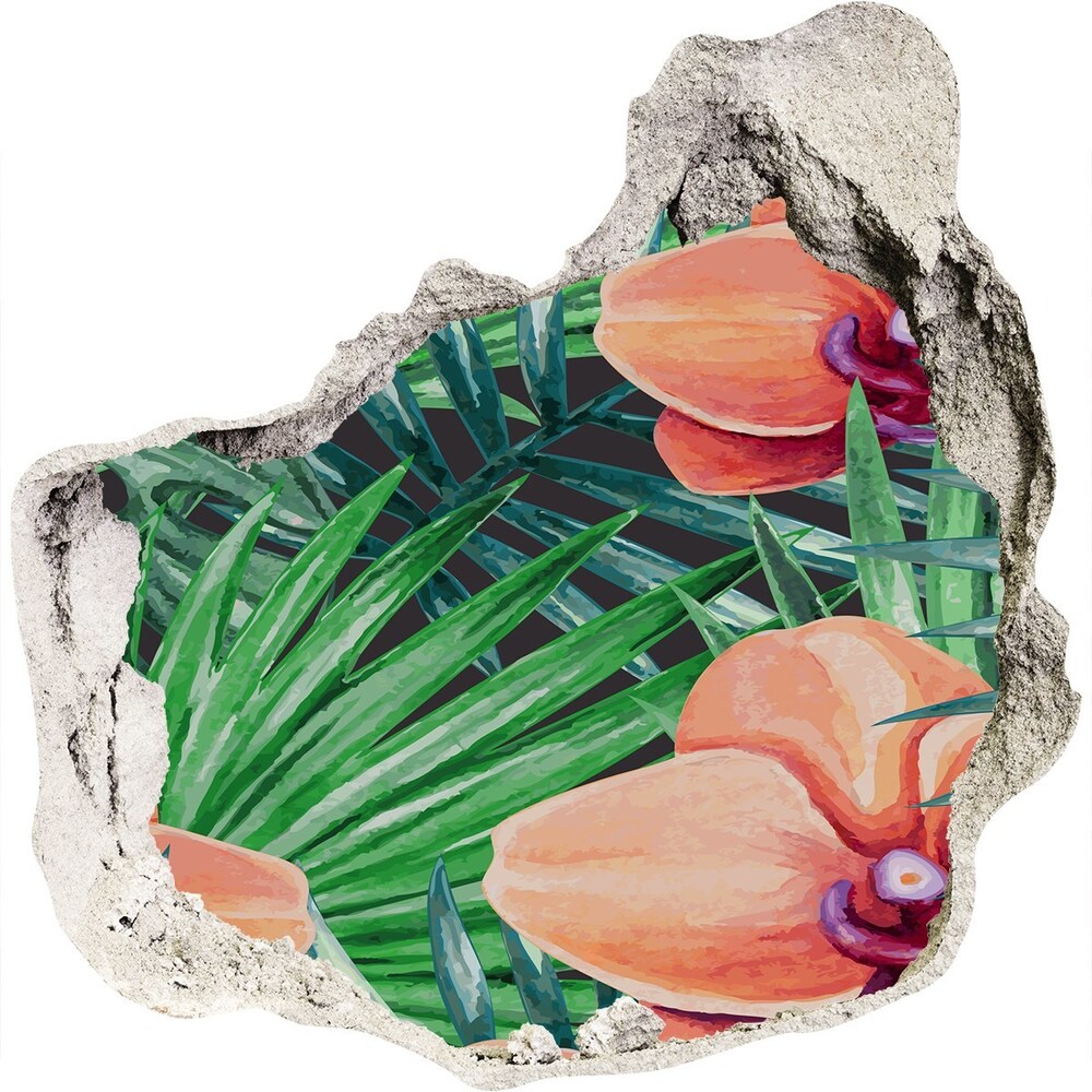 Naklejka 3D dziura na ścianę beton Orchidea