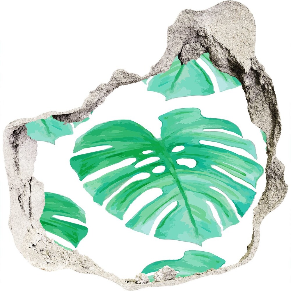Naklejka 3D dziura na ścianę beton Monstera