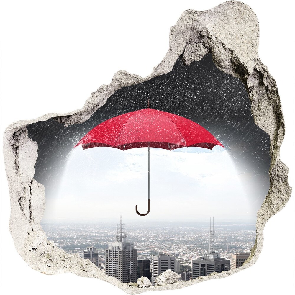 Fototapeta dziura na ścianę Parasol nad miastem