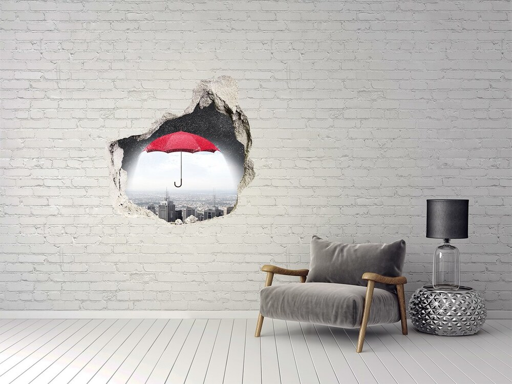Fototapeta dziura na ścianę Parasol nad miastem