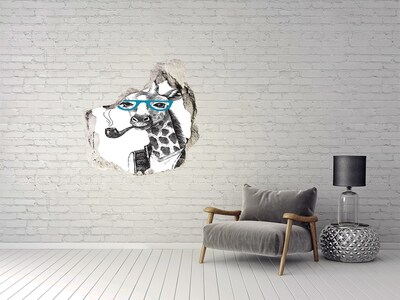 Dziura 3d fototapeta naklejka Żyrafa w okularach