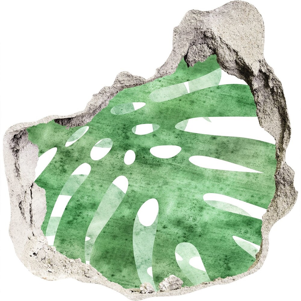 Naklejka 3D dziura na ścianę beton Monstera