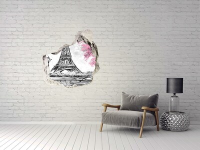 Fototapeta dziura na ścianę 3d Wieża Eiffla Paryż