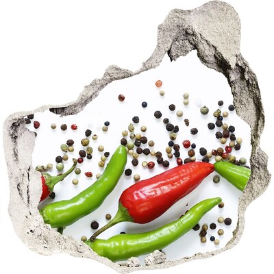 Naklejka 3D dziura na ścianę Papryczki chilli