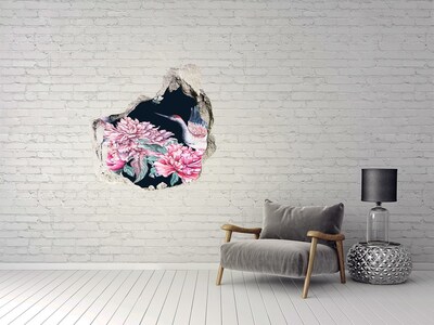Dziura 3d fototapeta naklejka Żurawie i piwonie
