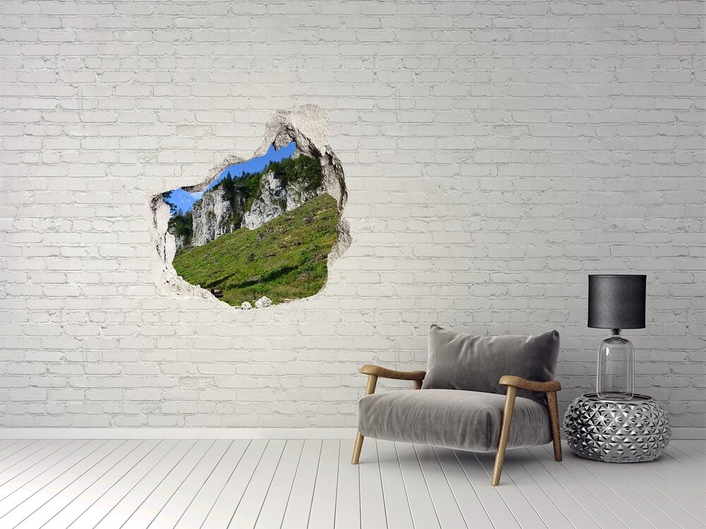 Dziura 3d w ścianie naklejka Skaliste szczyty