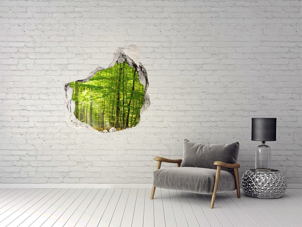Dziura 3d w ścianie na ścianę Liściasty las