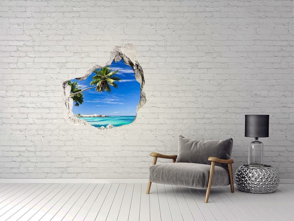 Dziura 3d w ścianie naklejka Tropikalna plaża