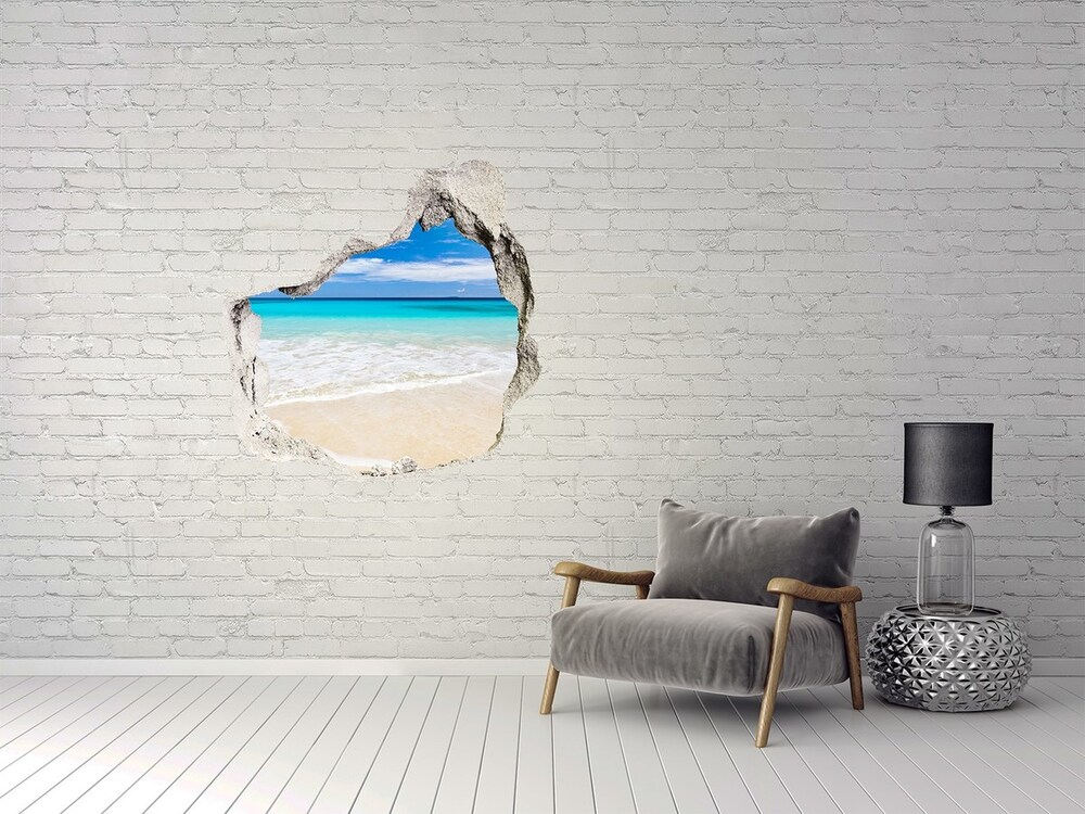 Dziura 3d w ścianie na ścianę Tropikalna plaża