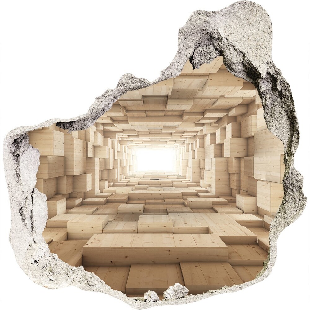 Dziura 3d fototapeta naklejka Drewniany tunel