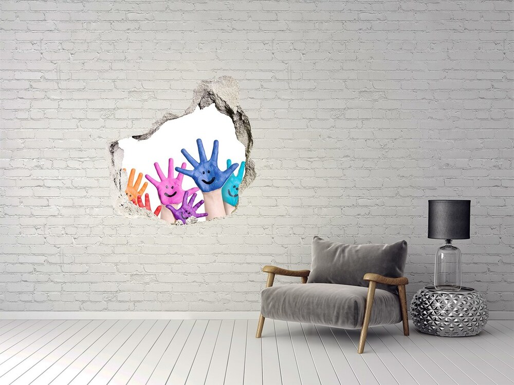 Dziura 3d fototapeta ścienna Pomalowane dłonie