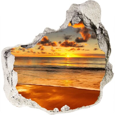 Dziura 3d w ścianie na ścianę Zachód słońca plaża