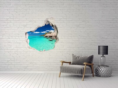 Dziura 3d w ścianie naklejka Bungalowy nad wodą