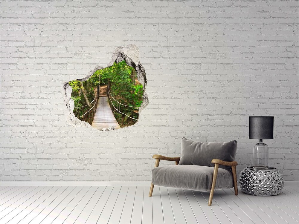 Dziura 3d w ścianie naklejka Most linowy