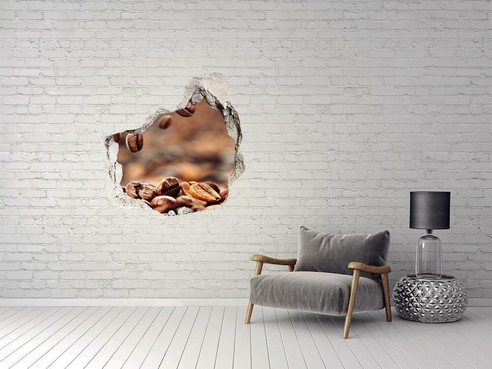 Naklejka 3D dziura na ścianę Ziarna kawy