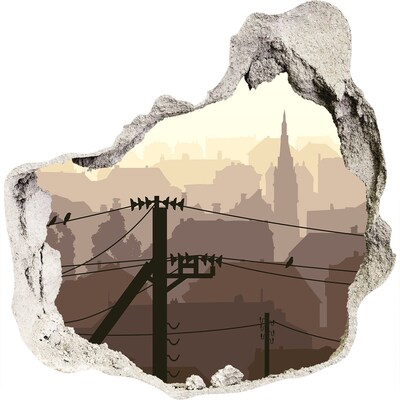 Fototapeta dziura na ścianę 3d Miasto linia