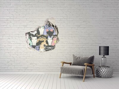 Dziura 3d fototapeta naklejka Koty w okularach