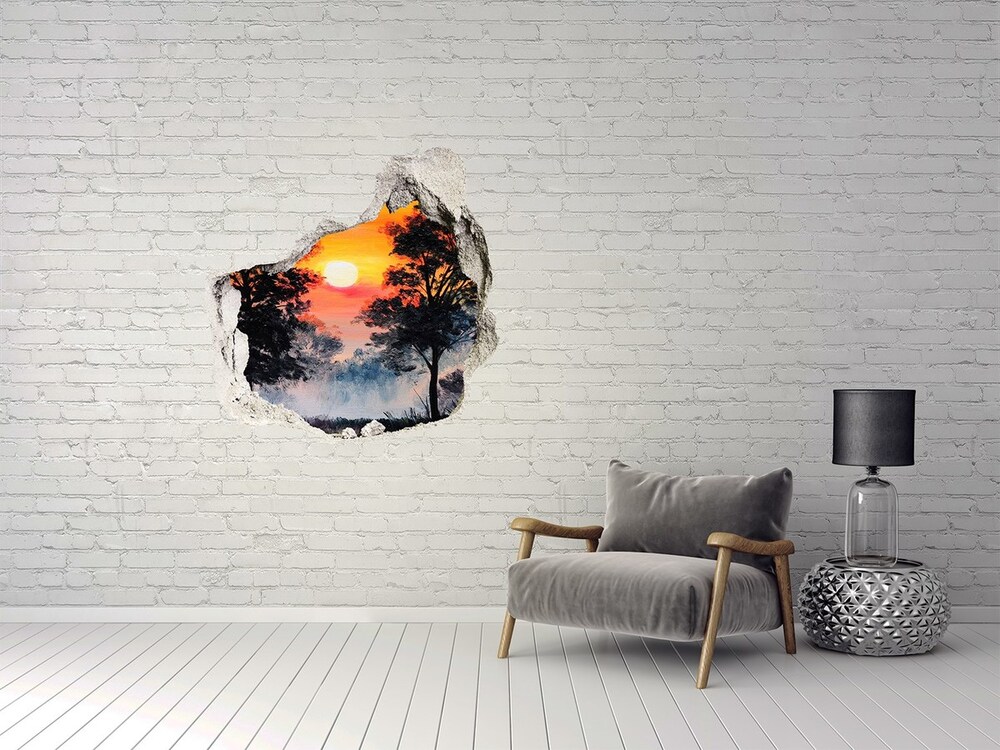 naklejka fototapeta 3D Zachód słońca las
