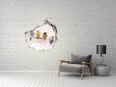 Dziura 3d fototapeta naklejka Ptaki na gałęzi