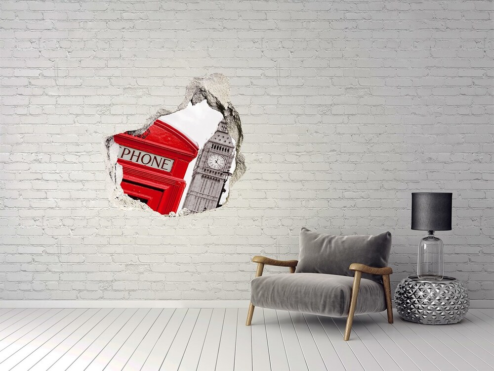 Fototapeta dziura na ścianę 3d Budka telefoniczna