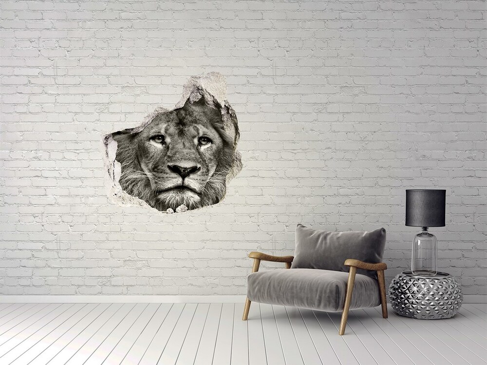Dziura 3d fototapeta naklejka Lew