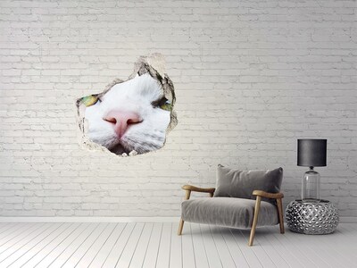 Dziura 3d fototapeta naklejka Zielone kocie oczy