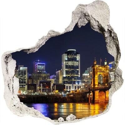 Fototapeta dziura na ścianę 3d Rzeka Ohio nocą