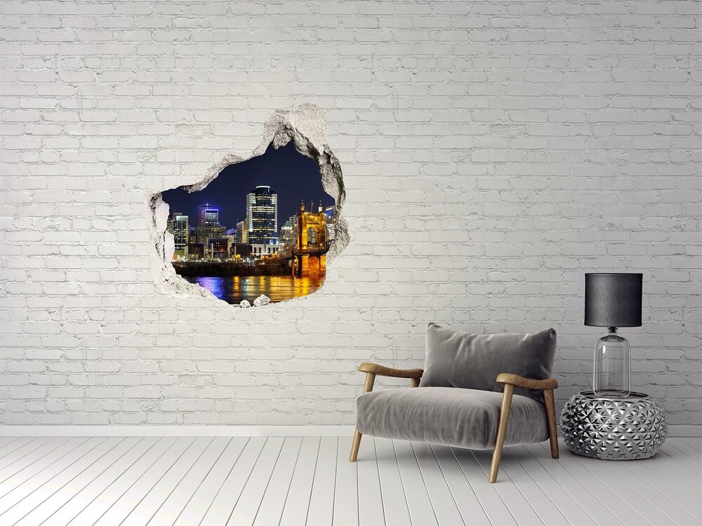 Fototapeta dziura na ścianę 3d Rzeka Ohio nocą