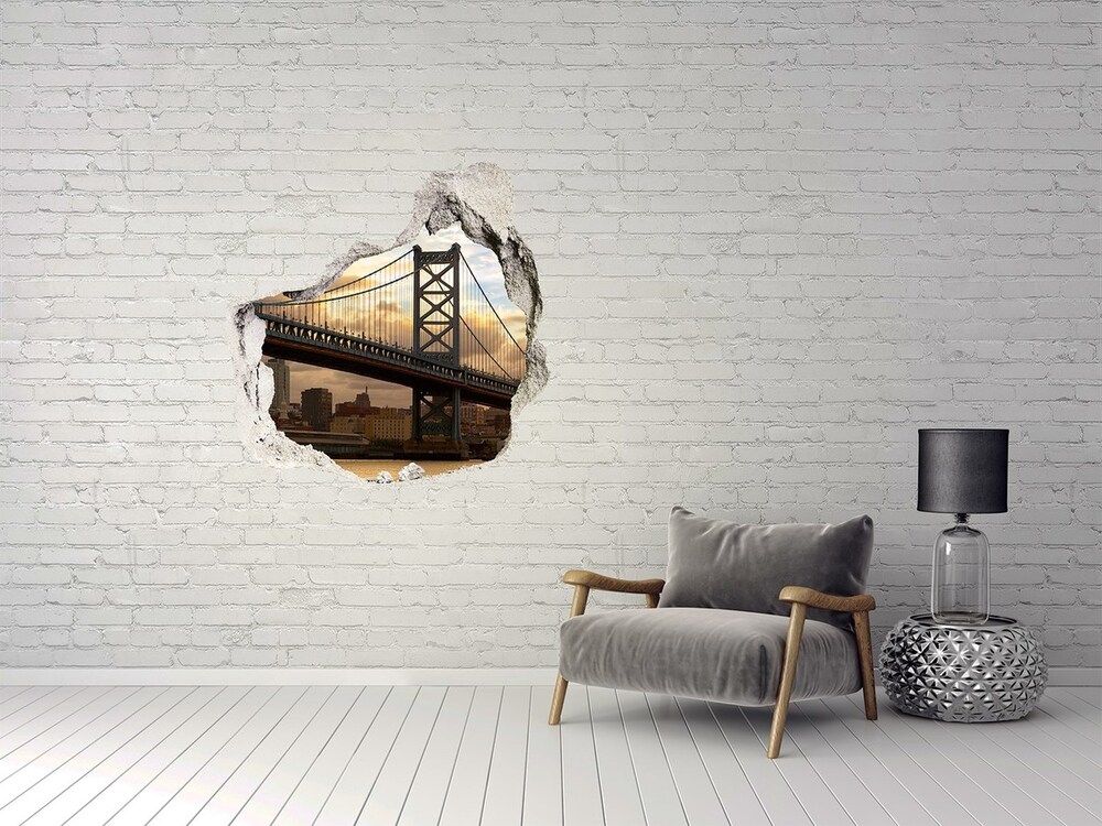 Fototapeta dziura na ścianę 3d Most Philadelphia