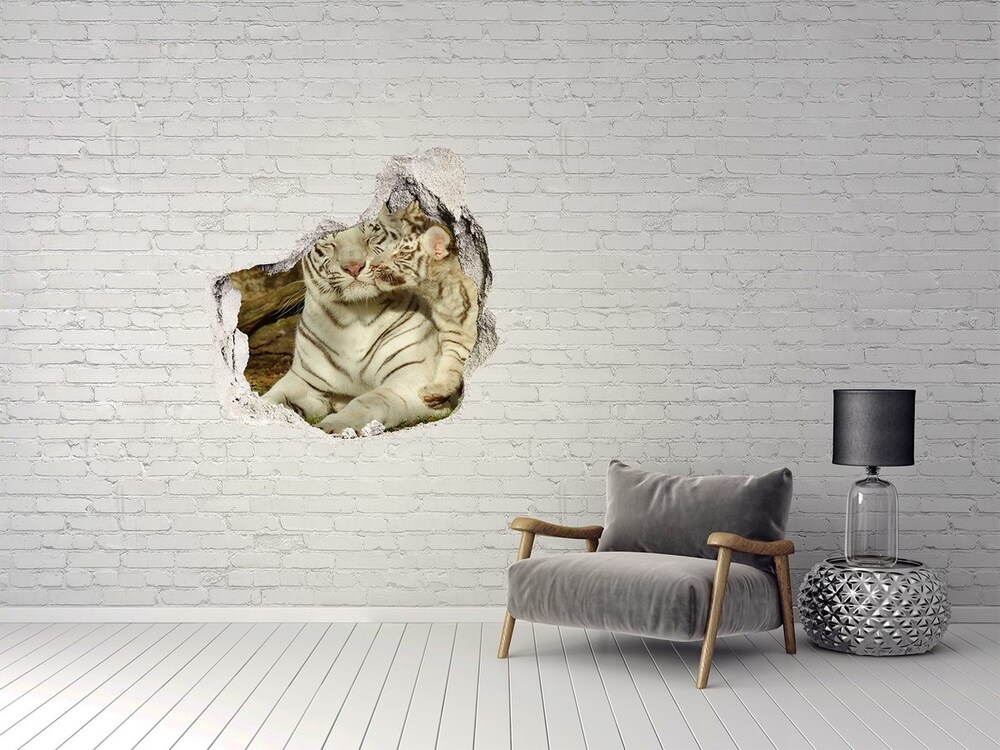 Dziura 3d fototapeta naklejka Tygrysy
