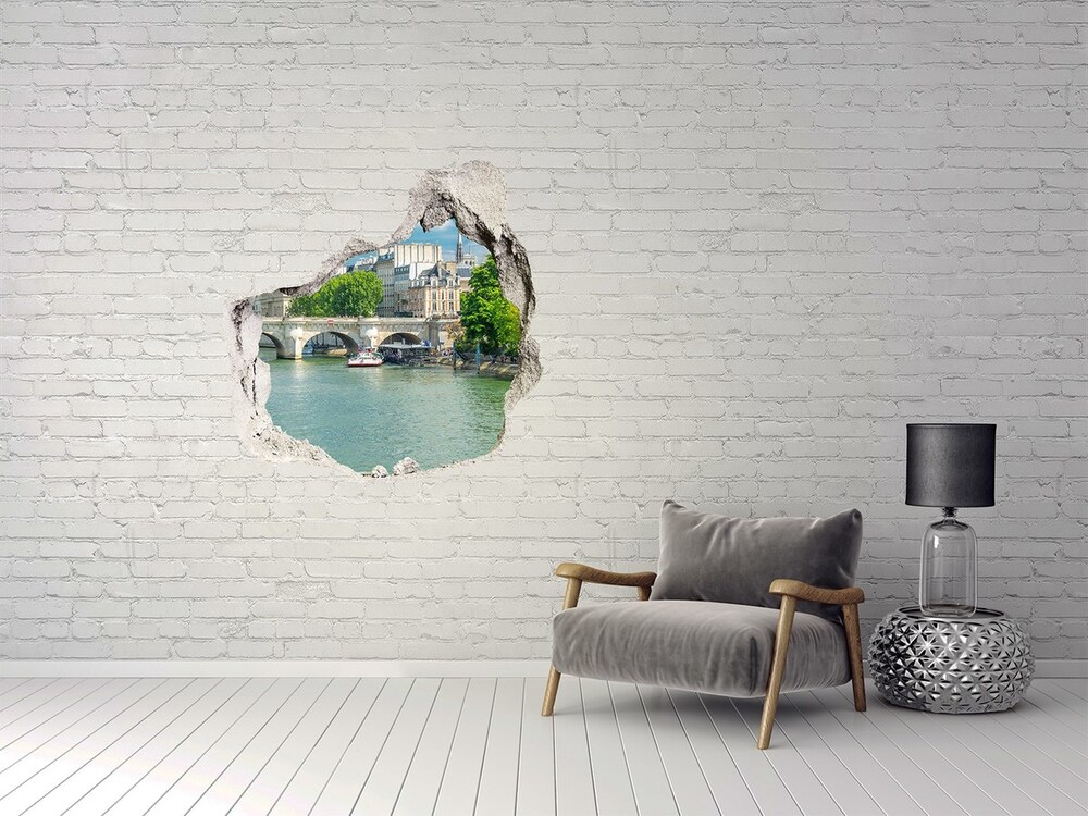 Fototapeta dziura na ścianę 3d Sekwana Paryż