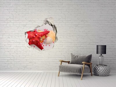 Dziura 3d fototapeta Rozgwiazda i muszle
