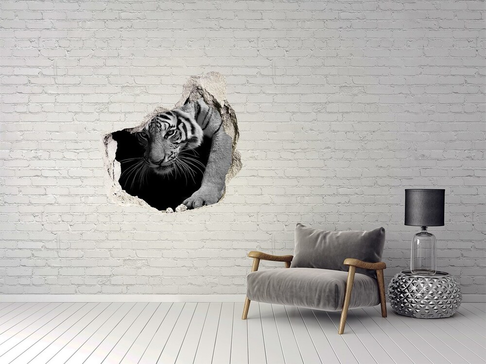 Dziura 3d foto tapeta naklejka Tygrys