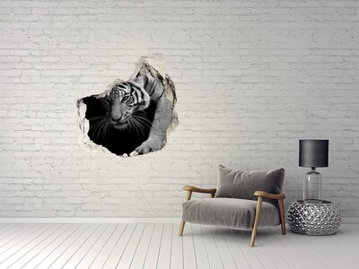 Dziura 3d foto tapeta naklejka Tygrys